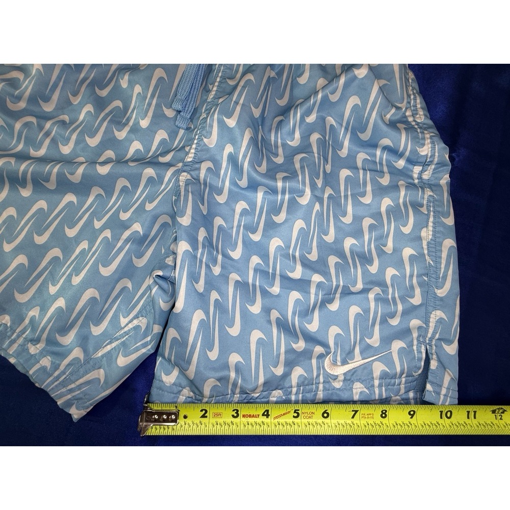 Nike Swim Shorts Men's Small 6.5" Blue Volley Shorts White Swoosh AOP All Over - Picture 7 of 8